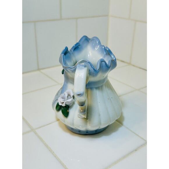 Ceramic Creamer Pitcher with Ruffled Edge Porcelain Flowers -‎ for Tea Parties - Picture 2 of 5